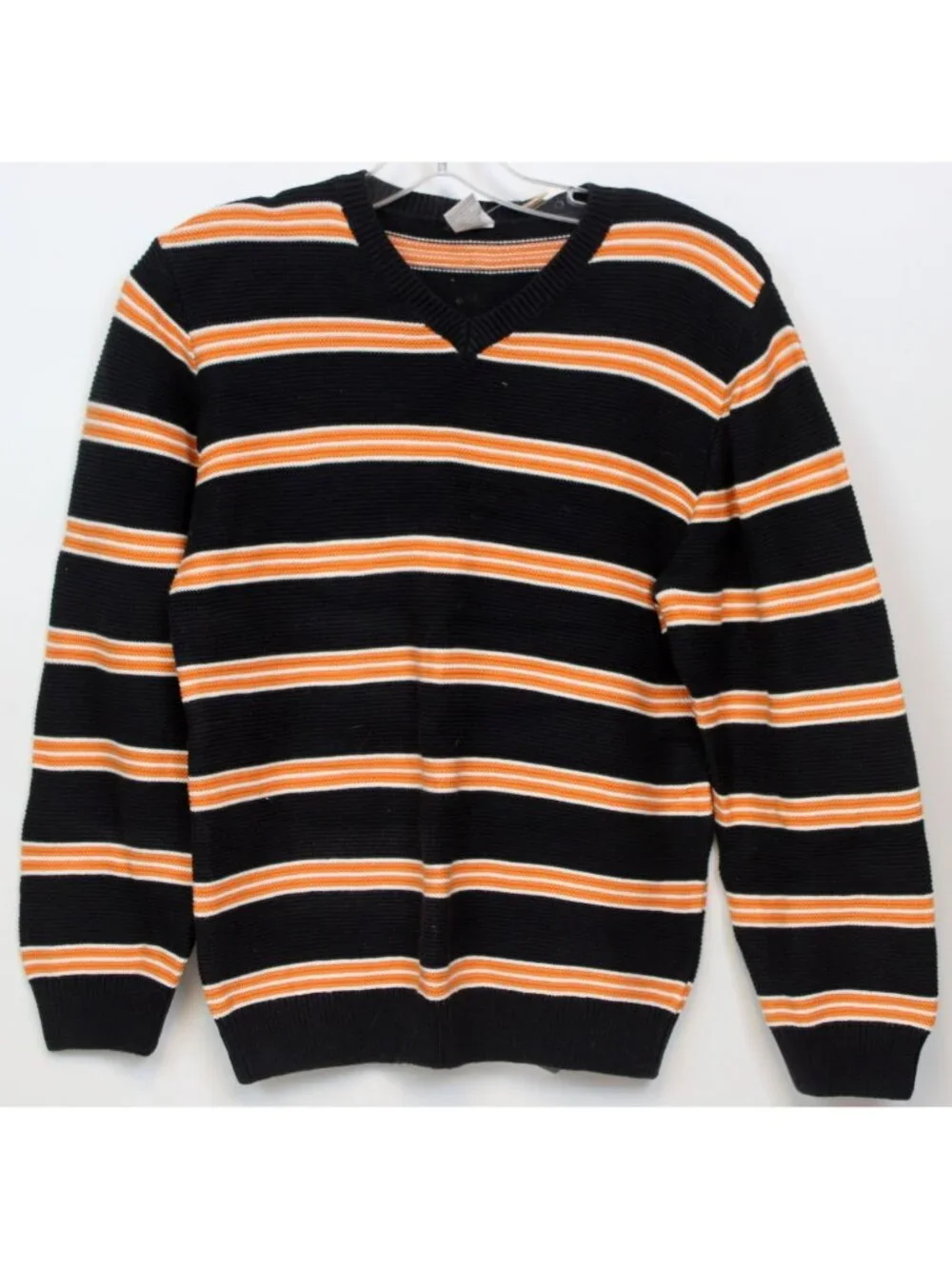 2008 Gymboree Boys Striped Sweater Navy Orange V-Neck Spring All Star Sports '07